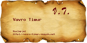 Vavro Timur névjegykártya